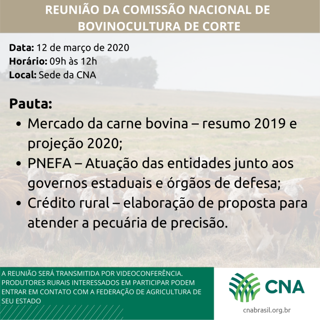 Data 12 de mar C3 A7o de 2020 Hor C3 A1rio 09h C3 A0s 13h Local Sede da CNA