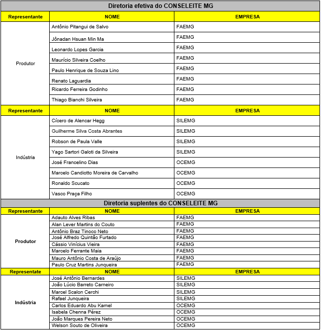 Nova diretoria Conseleite MG 2022