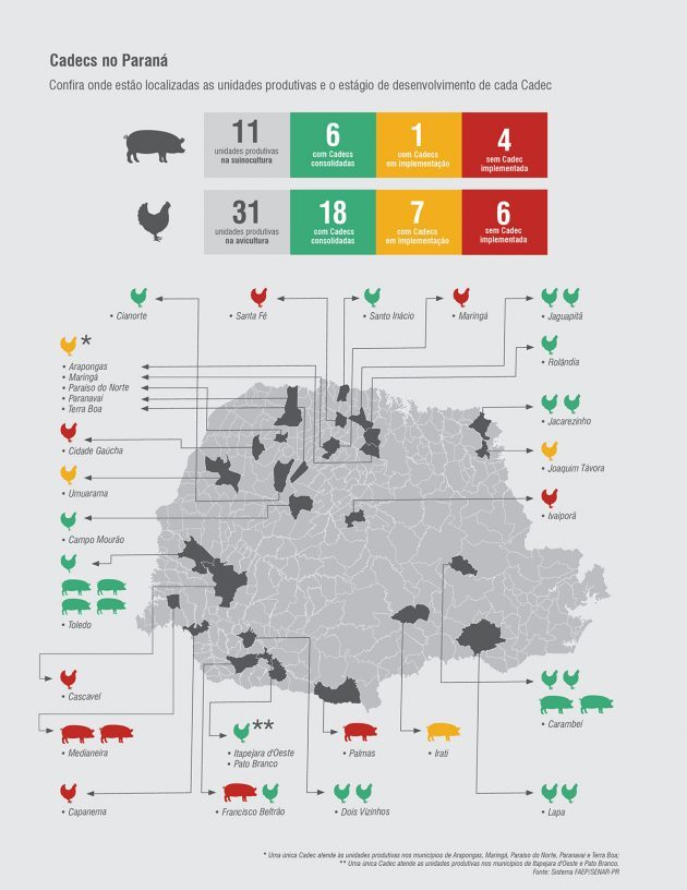 Mapa sobre as Cadecs no Paraná