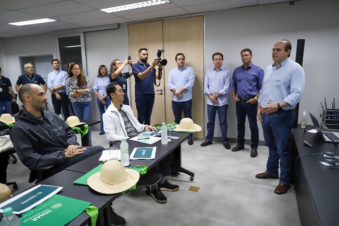 Marcelo Bertoni, presidente da Famasul, recebe a comitiva do AgroBrazil