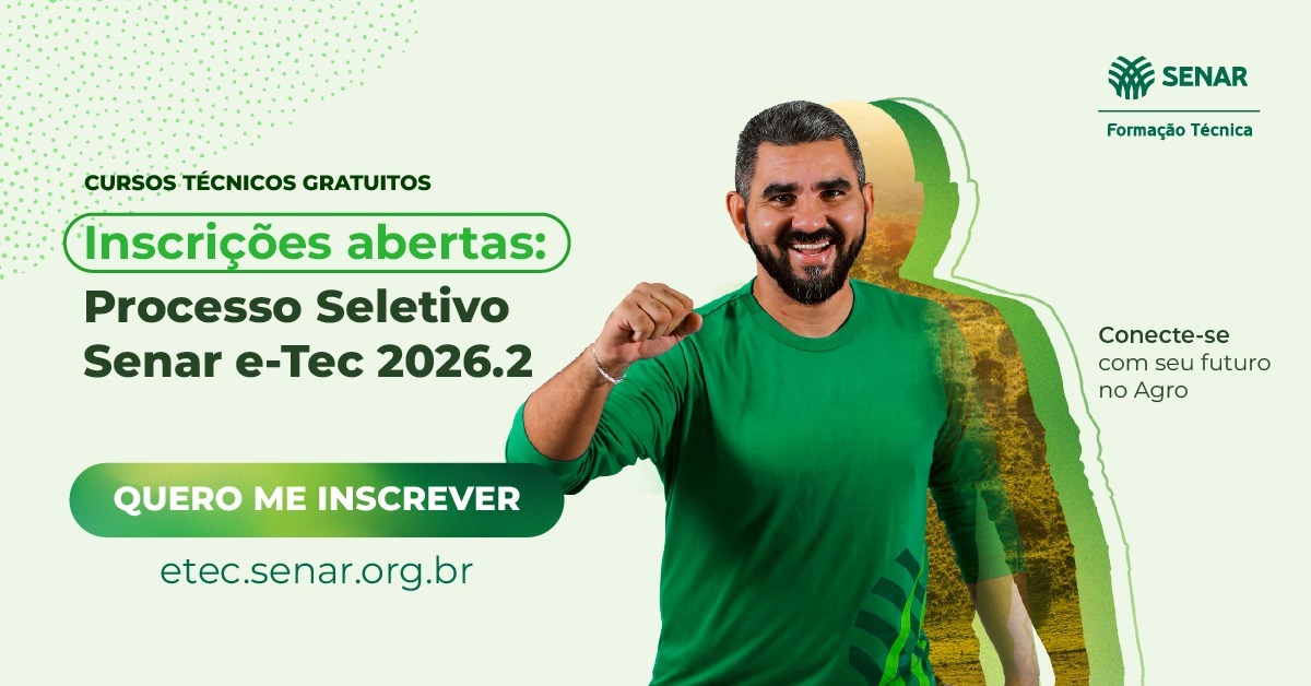 Senar abre inscrições para cursos técnicos gratuitos da rede E-tec