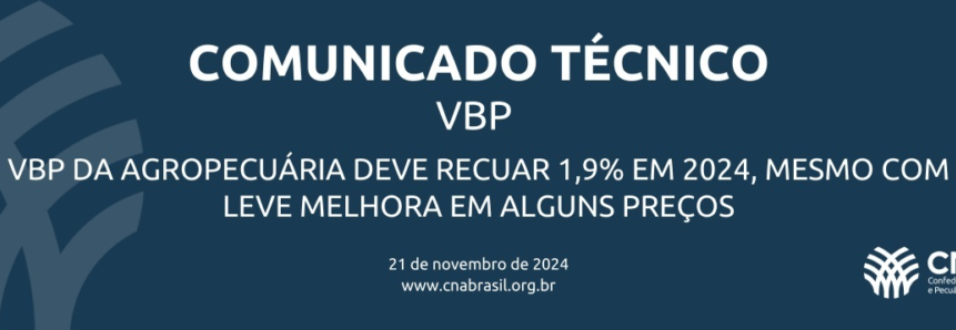 CNA divulga estimativa do Valor Bruto da Produção em 2024