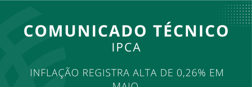 Inflação registra alta de 0,26% em maio
