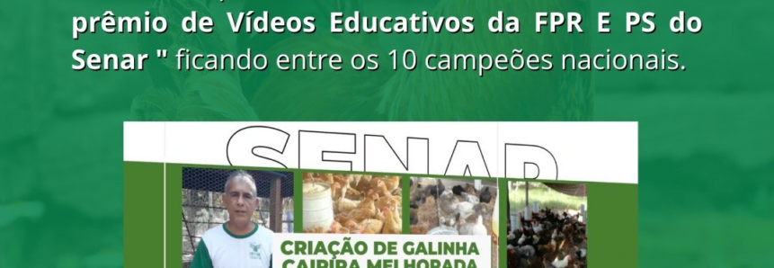 Instrutor do Senar – AR/AM é um dos 10 vencedores do 1º Prémio de Vídeos Educativos de FPR e PS do Senar