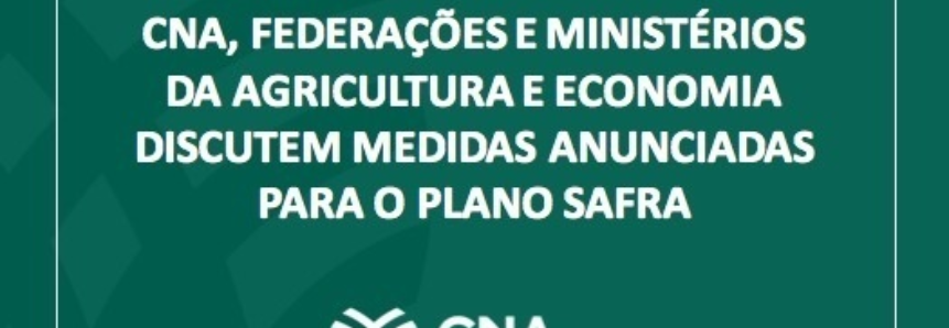 CNA, Federações e Ministérios da Agricultura e Economia discutem medidas anunciadas para o Plano Safra