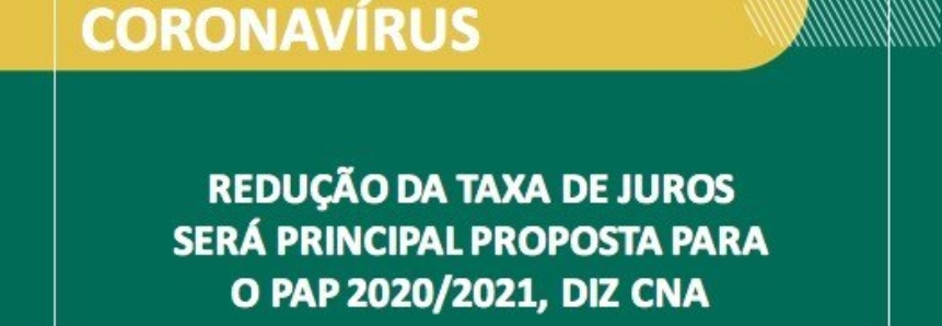 Redução da taxa de juros será principal proposta para o PAP 2020/2021, diz CNA