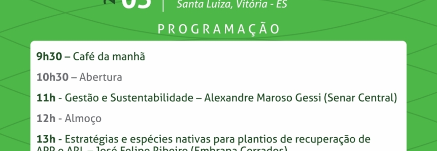 Produtores capixabas vão discutir sustentabilidade nas propriedades rurais