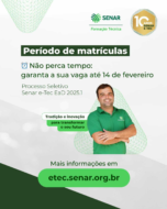 Senar inicia matrículas para os cursos técnicos