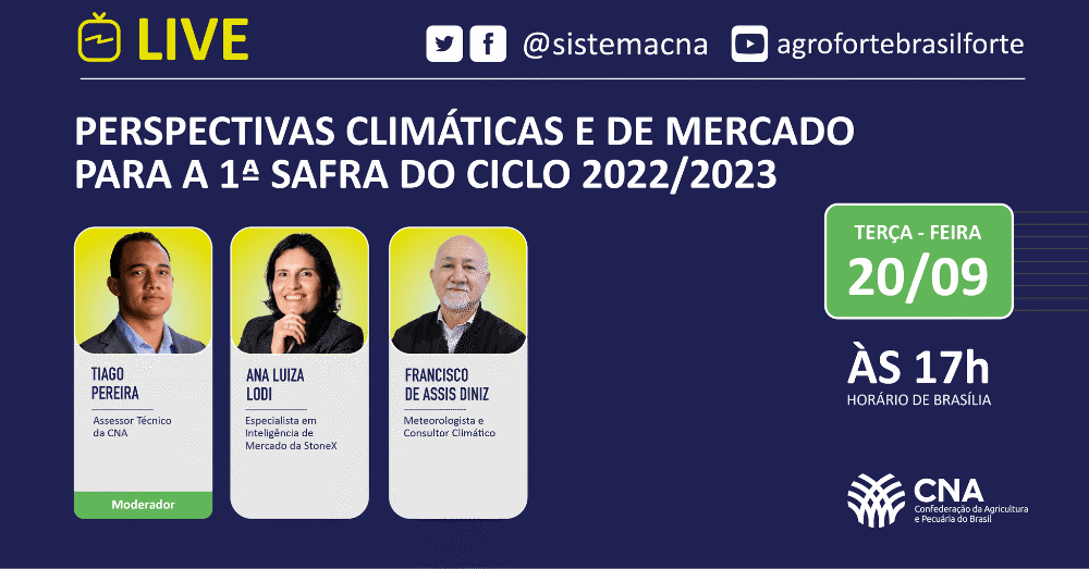 Card Live Perspectivas climaticas e de mercado para a 1a safra do ciclo 2022 2023