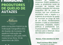 Faea parabeniza produtores de queijo de Autazes pela conquista histórica da Indicação Geográfica concedida pelo INPI