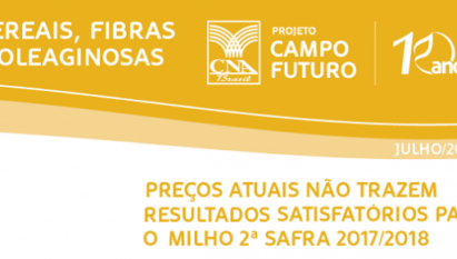 PREÇOS ATUAIS NÃO TRAZEM RESULTADOS SATISFATÓRIOS PARA O MILHO 2ª SAFRA 2017/2018