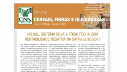 ATIVOS CEREAIS, FIBRAS E OLEAGINOSAS: NO SUL, SISTEMA SOJA + TRIGO FECHA COM RENTABILIDADE NEGATIVA NA SAFRA 2016/2017