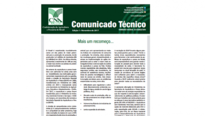 COMUNICADO TÉCNICO: COMISSÃO NACIONAL DE AQUICULTURA / EDIÇÃO 1 - NOVEMBRO 2017