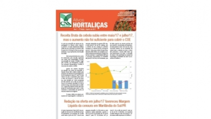 ATIVOS HORTALIÇAS: RECEITA BRUTA DA CEBOLA SUBIU ENTRE MAIO/17 E JULHO/17 / AGOSTO 2017