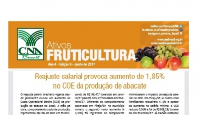 ATIVOS FRUTICULTURA: REAJUSTE SALARIAL PROVOCA AUMENTO DE 1,85% NO COE DA PRODUÇÃO DE ABACATE / JUNHO 2017