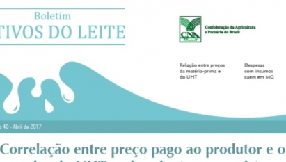 ATIVOS DO LEITE: CORRELAÇÃO ENTRE PREÇO PAGO AO PRODUTOR E O VALOR DO UHT PODE ORIENTAR PECUARISTA / ABRIL 2017