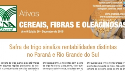 ATIVOS CEREAIS, FIBRAS E OLEAGINOSAS: SAFRA DE TRIGO SINALIZA RENTABILIDADES DISTINTAS NO PARANÁ E RIO GRANDE DO SUL / DEZEMBRO 2016