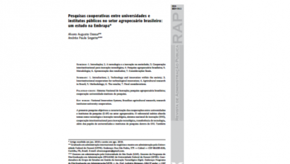 PESQUISAS COOPERATIVAS ENTRE UNIVERSIDADES E INSTITUTOS PÚBLICOS NO SETOR AGROPECUÁRIO BRASILEIRO: UM ESTUDO NA EMBRAPA