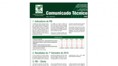 COMUNICADO TÉCNICO: INDICADORES DO PIB - EDIÇÃO 4/AGOSTO 2016