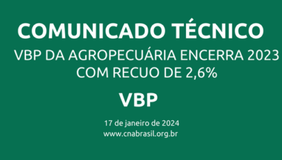 VBP DA AGROPECUÁRIA ENCERRA 2023 COM RECUO DE 2,6%