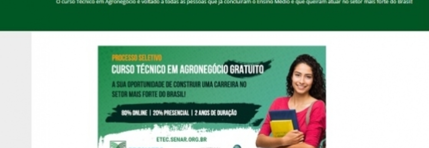 Curso Técnico em Agronegócio do SENAR seleciona candidatos priorizando profissionais do setor agropecuário